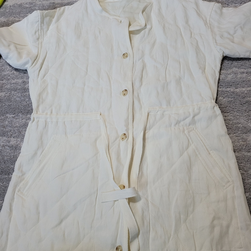 Marine Layer Tiff Quilted White Linen Jacket X-Large - Picture 3 of 5